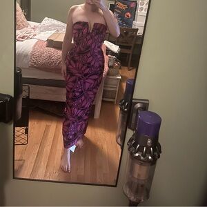 Milly Purple and Black Strapless Bodycon Dress